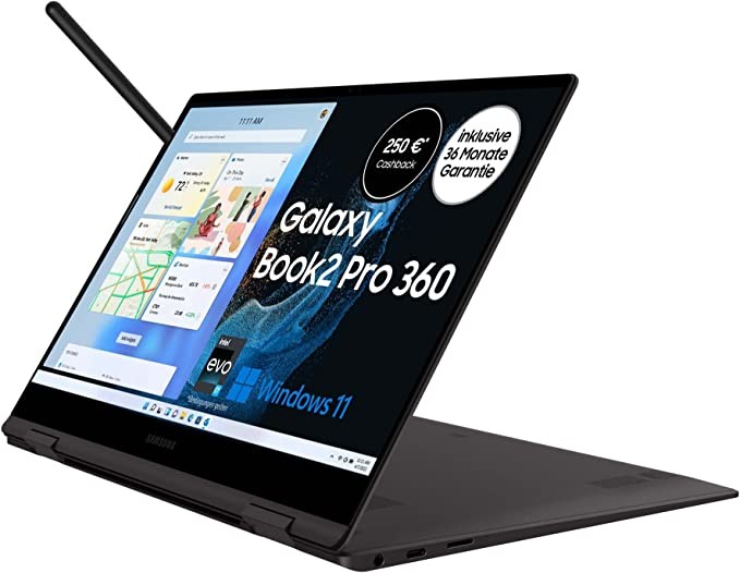 Samsung Galaxy Book2 Pro 360 39.62 cm (15.6 in) Laptop (Intel Core i7, 16 GB RAM, 512 GB SSD, Windows 11 Home) Included 36 Months Warranty [Amazon*], Graphite